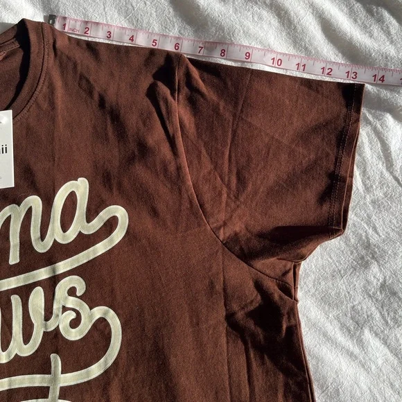 Tummii “Mama Knows Best” Graphic T-Shirt Trendy Casual Chocolate Brown Size L - Picture 9 of 11